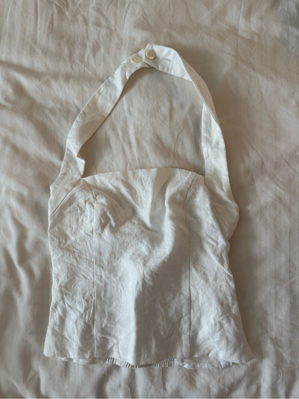 Aritzia White Linen whisper  Halter Bustier Top